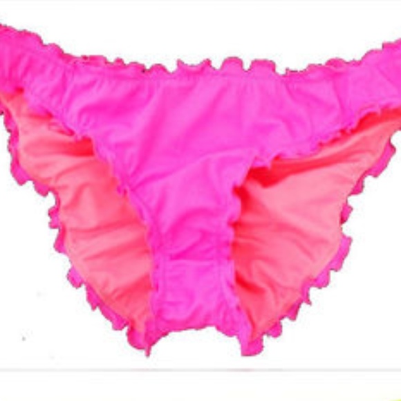 Pink Victorias Secret Ruched Bikini Bottom Medium - Picture 1 of 3